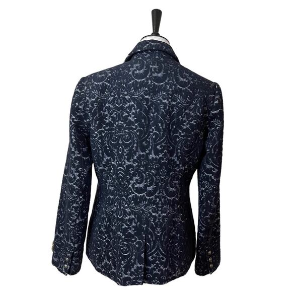 Cabi Women’s Blazer #109 Jacquard Velvet One Button Pockets Blue Paisley Size 6 - Picture 4 of 12